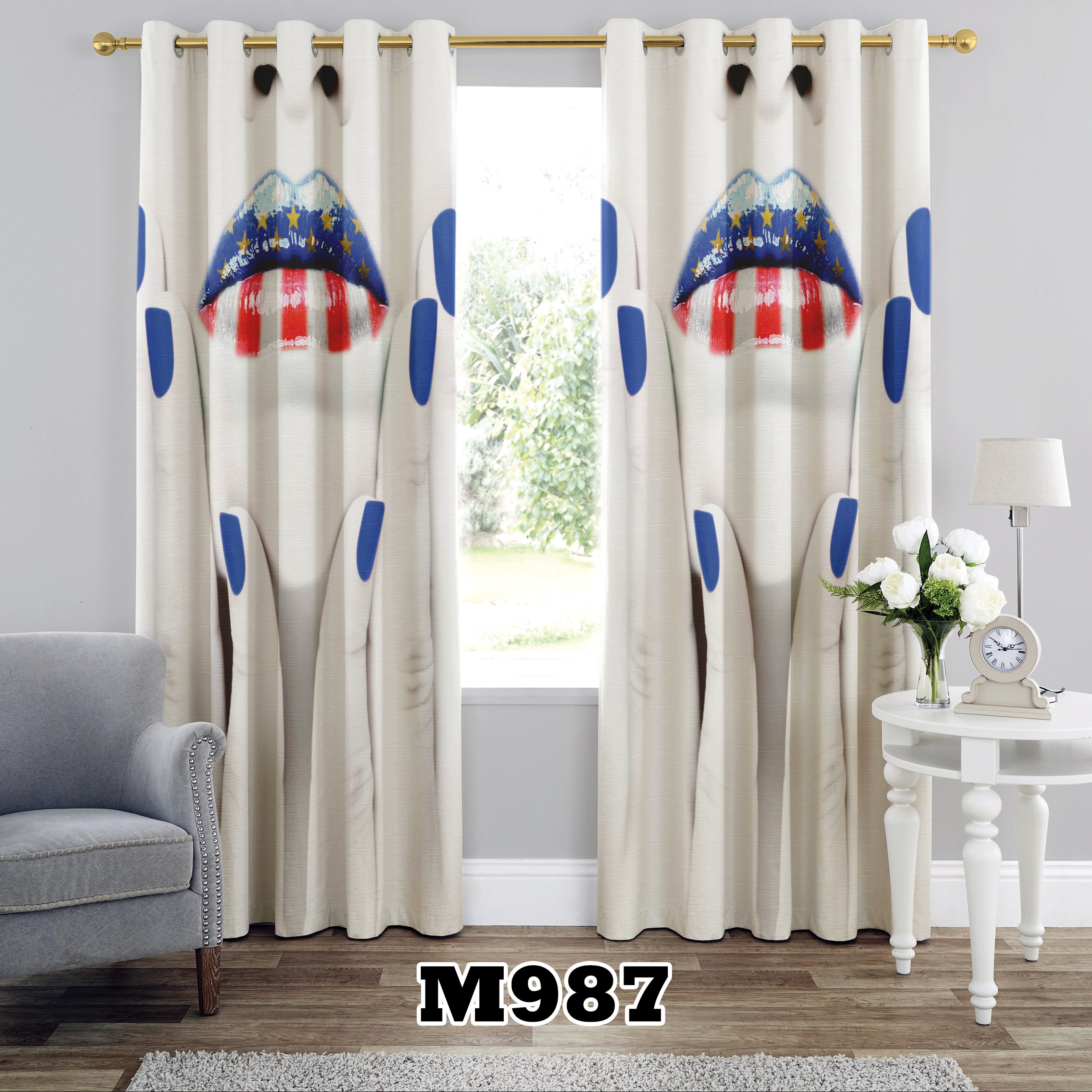 پرده چاپی طرح نوجوان کد M987 تک قواره ارتفاع 300 عرض 140 سانت