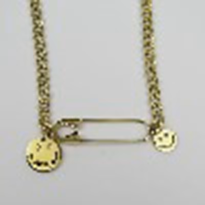 گردنبند استیل ایموجی استیکر طلایی کارتیه