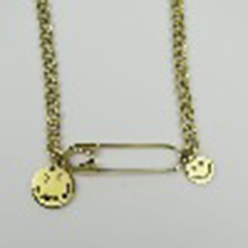 گردنبند استیل ایموجی استیکر طلایی کارتیه