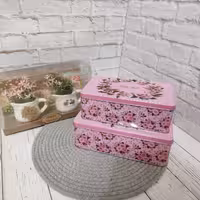 جعبه فلزی دوتایی گلدار