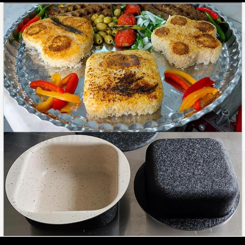 قالب کته گرانیتی مدل گرد مربع و قلبی  قالب ته چین و کیک قطر 17 و عمق 5 سانت