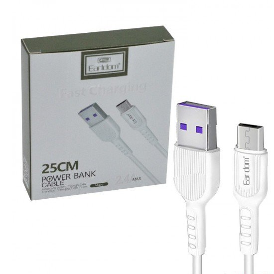 کابل اندروید پاوربانکی طول 25 سانتی متر ارلدام (EARLDOM) مدل EC-085M

