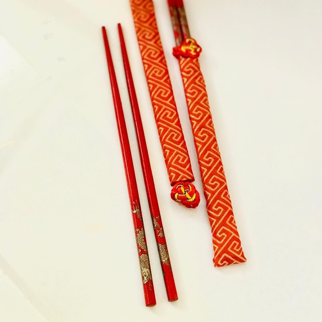 چاپستیک چوبی کاوردار نارنجی