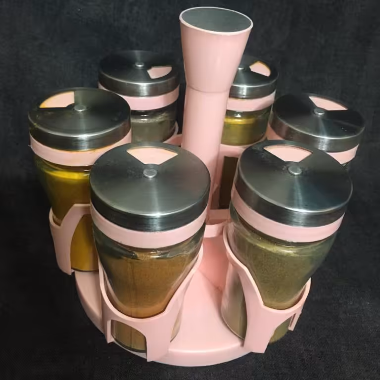 ظرف جاادویه جار شش خانه با استندگردان و سر پنج حالته