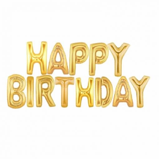 بادکنک فویلی مدل happy birthday طلایی