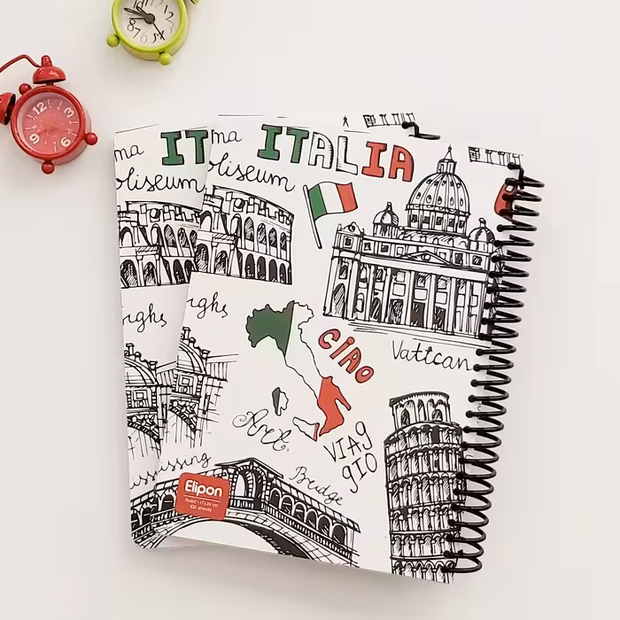 دفتر 100 برگ الیپون طرح ایتالیا سایز وزیری 