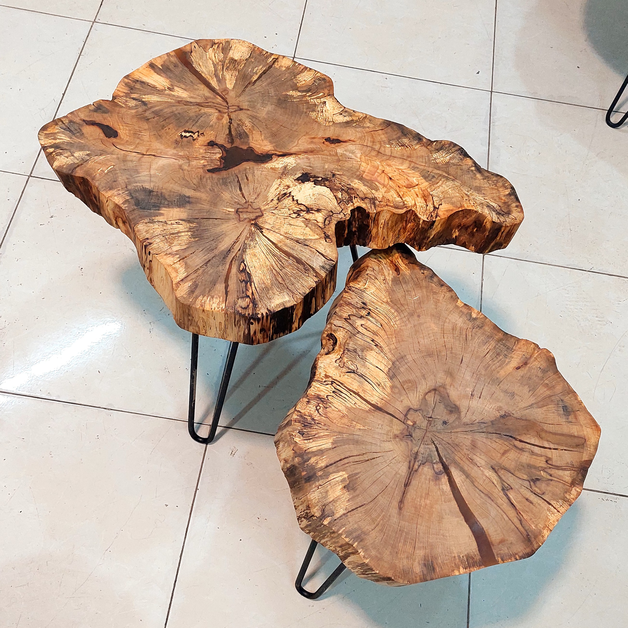 2عدد میز عسلی روستیک چوب ممرز