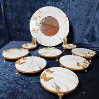 سفره هفتسین رزینی دستساز سنگی طرح پروانه طلایی 