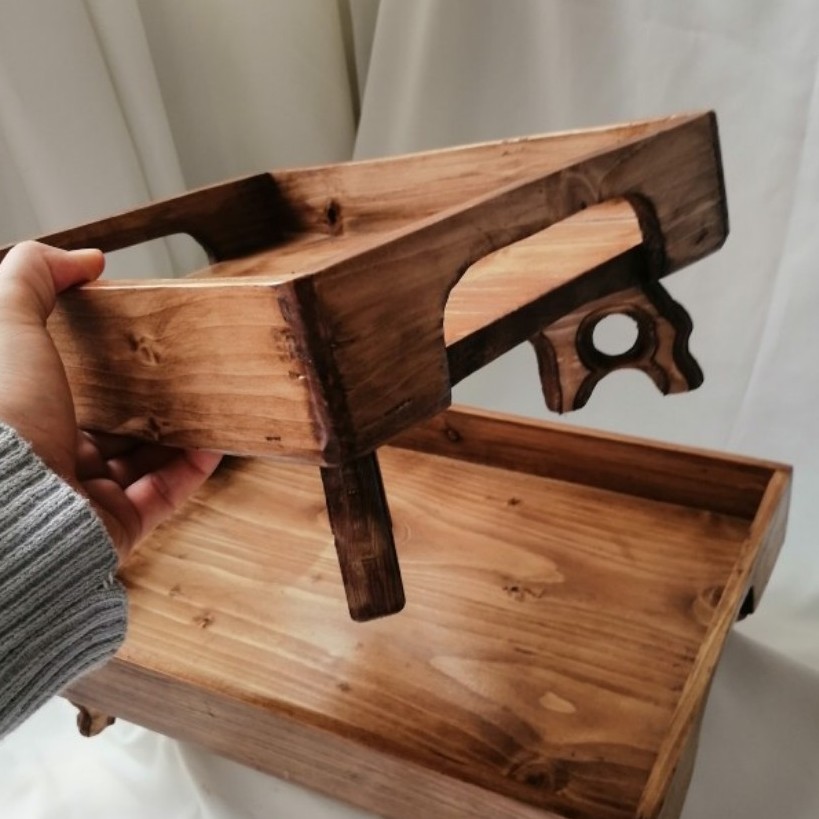 سینی چوبی دسته دار و پایه دار سایز 40 در50