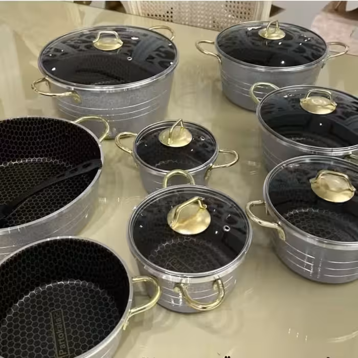 سرویس قابلمه گرانیتی14پارچه گلدانی