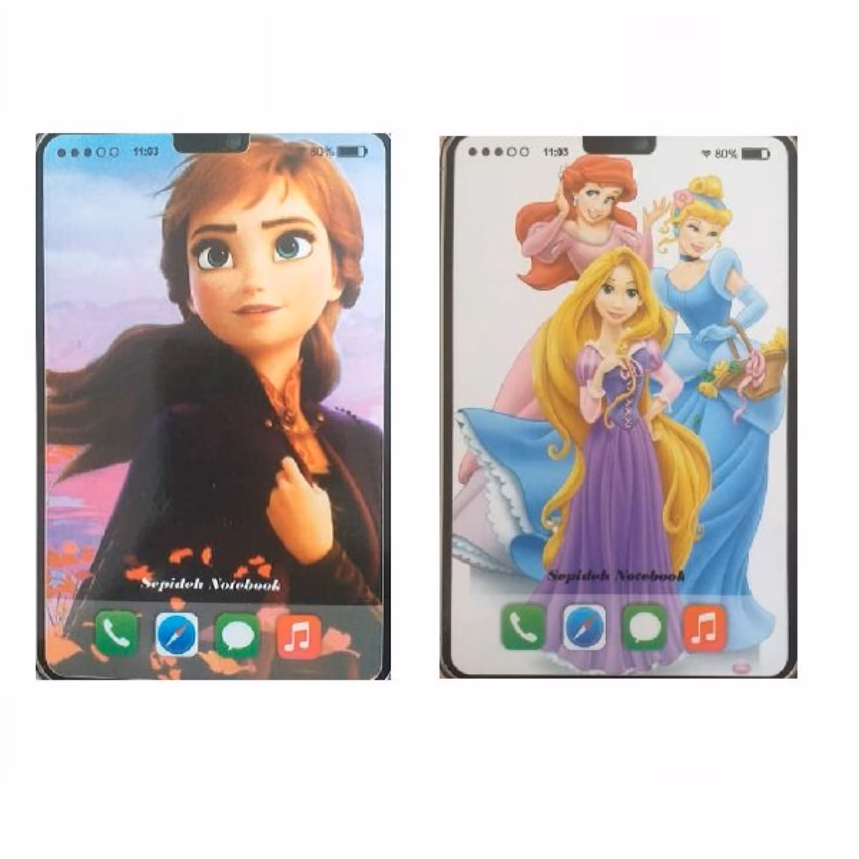 دفترچه یادداشت 40 برگ مدل سیندرلا و فروزن مجموعه 2 عددی