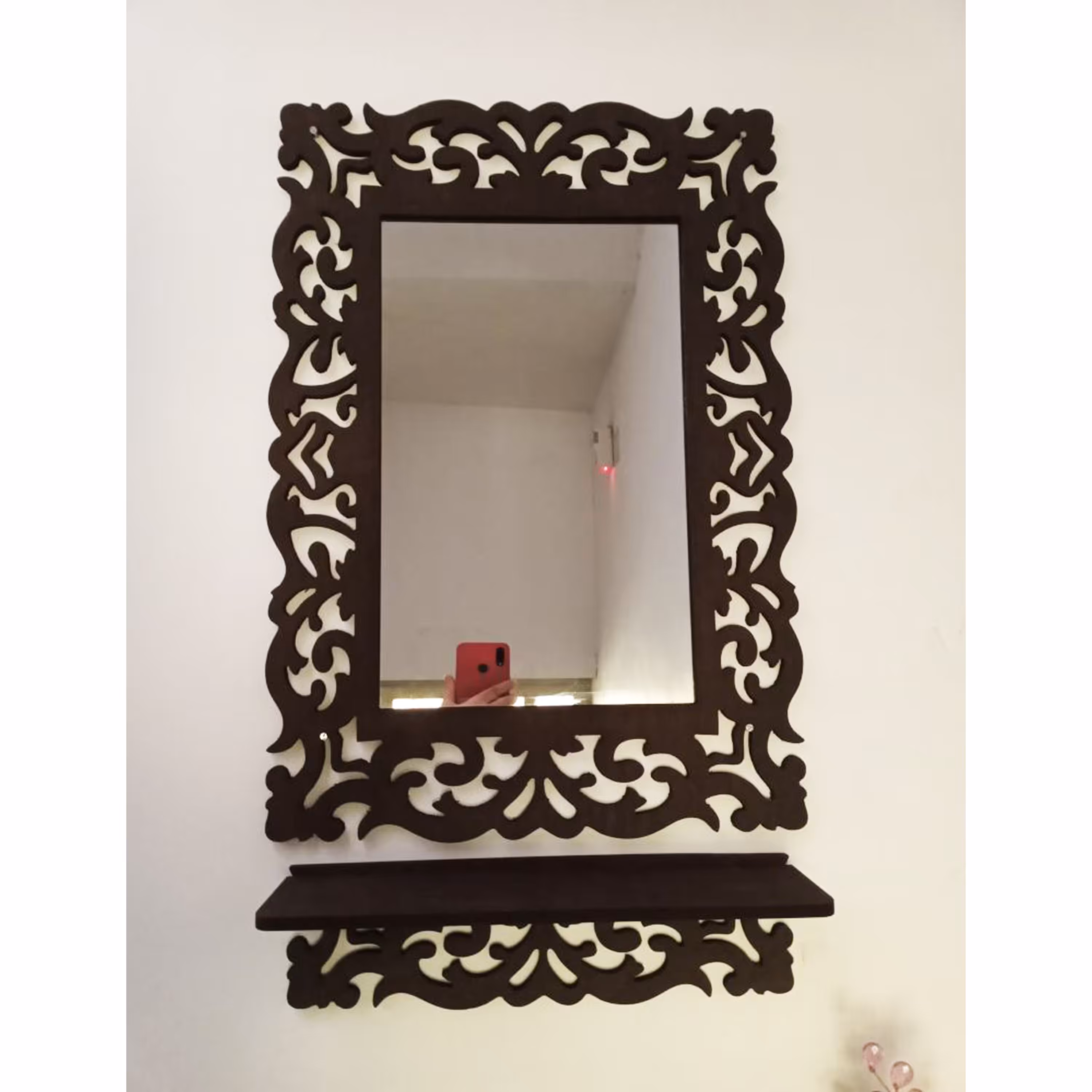 آینه کنسول خونه خاص طرح شمشاد رنگ قهوه ای