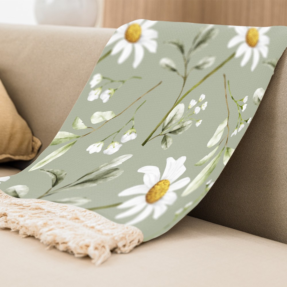 شال مبل طرح بابونه سفید کد F2SH1007