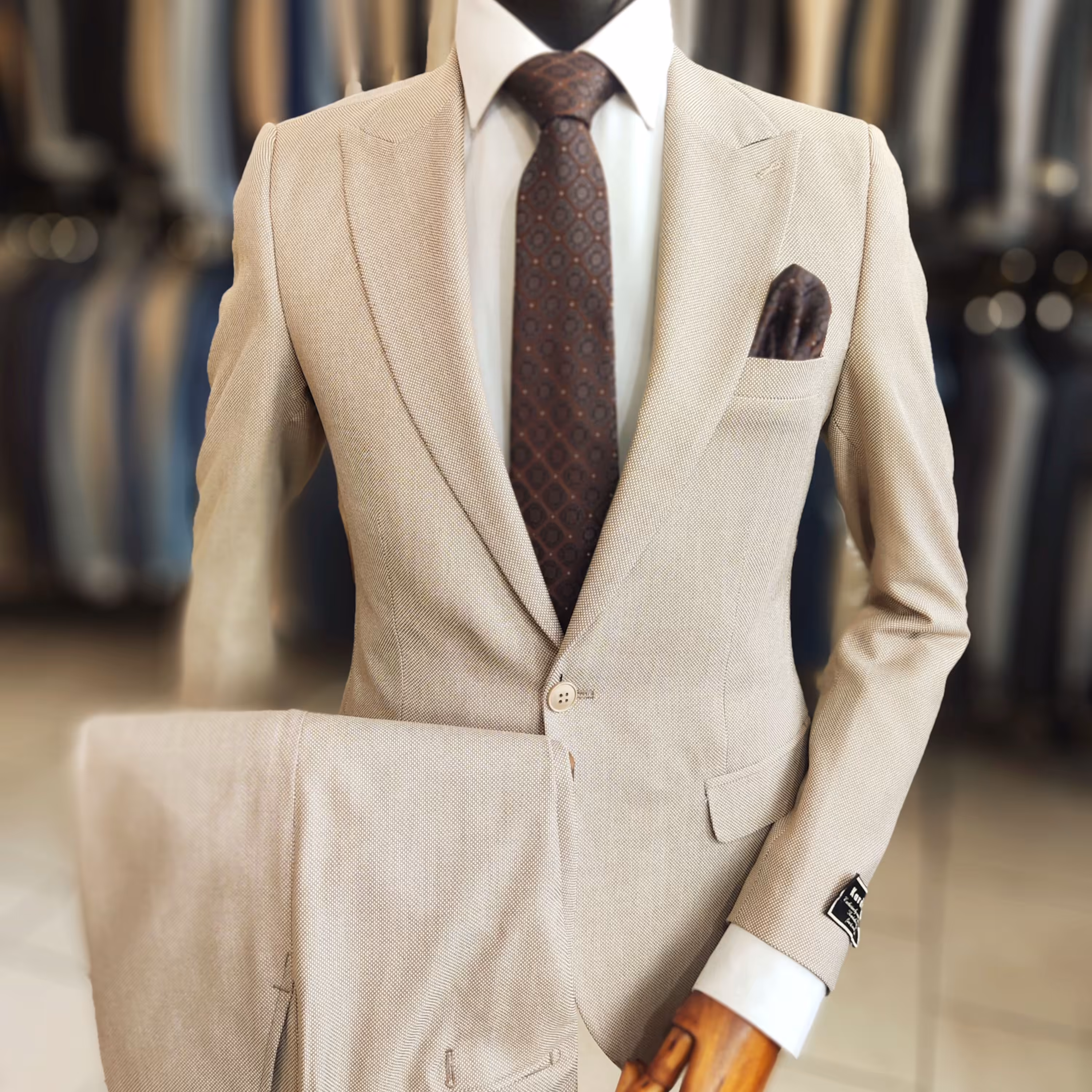 کت و شلوار کرم جودون پارچه ترک