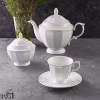 ست فنجان و نعلبکی چینی زرین مدل داتیس سرمه ای سری نئوکلاسیک