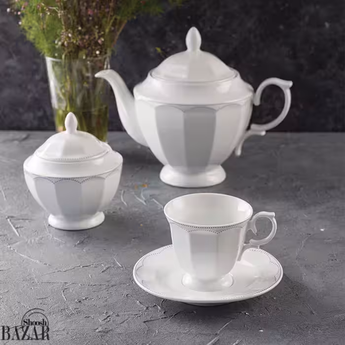 ست فنجان و نعلبکی چینی زرین مدل داتیس سرمه ای سری نئوکلاسیک