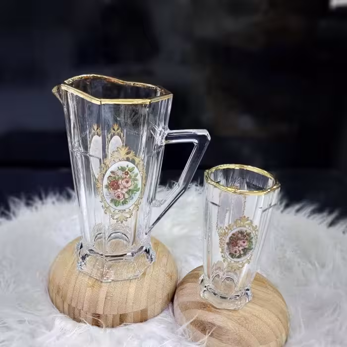 پارچ و لیوان استیج گل دار