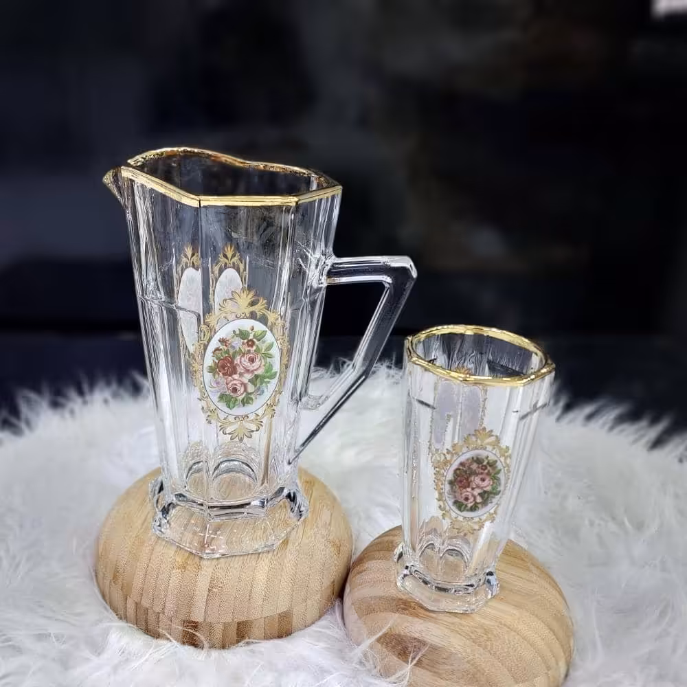 پارچ و لیوان استیج گل دار