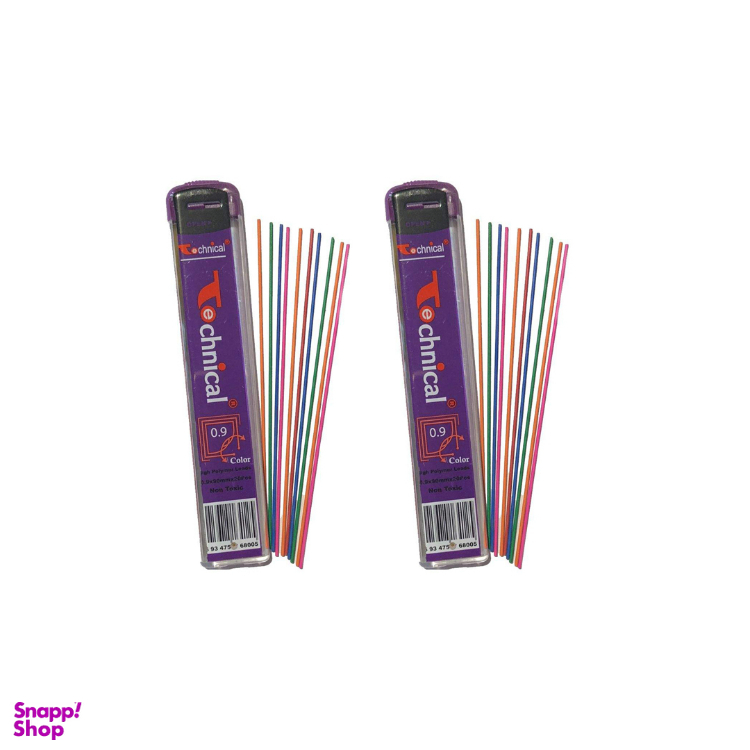 نوک مداد نوکی 0٫5 میلی متری تکنیکال مدل رنگی بسته دو عددی