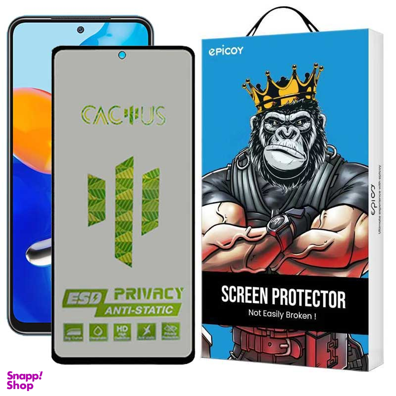 محافظ صفحه نمایش حریم شخصی اپیکوی مدل Cactus-ESD-Privacy مناسب برای گوشی موبایل شیائومی Redmi Note 10 4G / Note 11 4G Global / Poco M5s 4G / Poco M4 Pro 4G