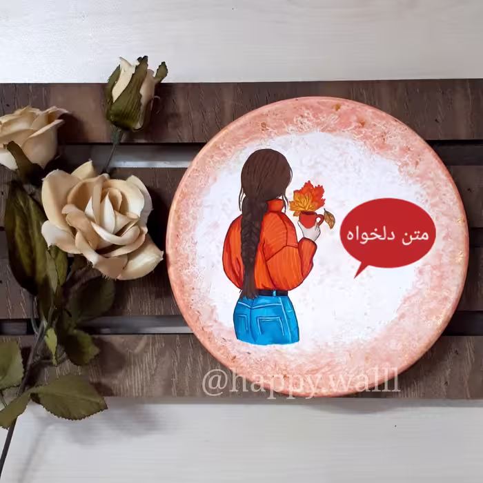 دیوارکوب سفالی پاییزی هدیه به دوست دکوری تابلو پاییزی کادو دخترونه بشقاب دیواری(15 سانت)