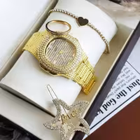 ست ساعت و دستبند نگین 