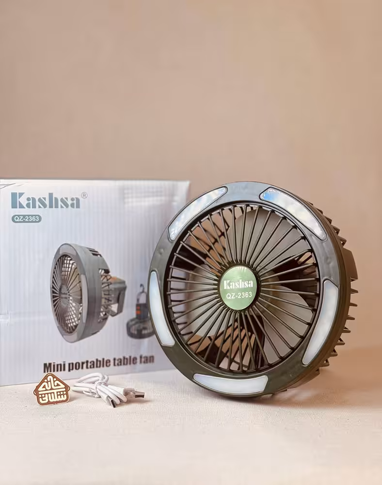 پنکه شارژی رینگ لایت دار دسته دار کد002729