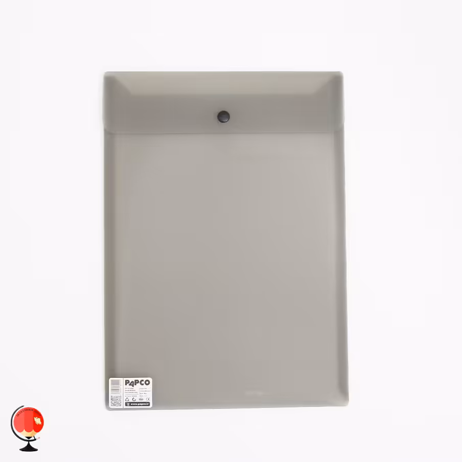 پوشه دکمه دار A4 رنگ طوسی پاپکو مدل ارکید