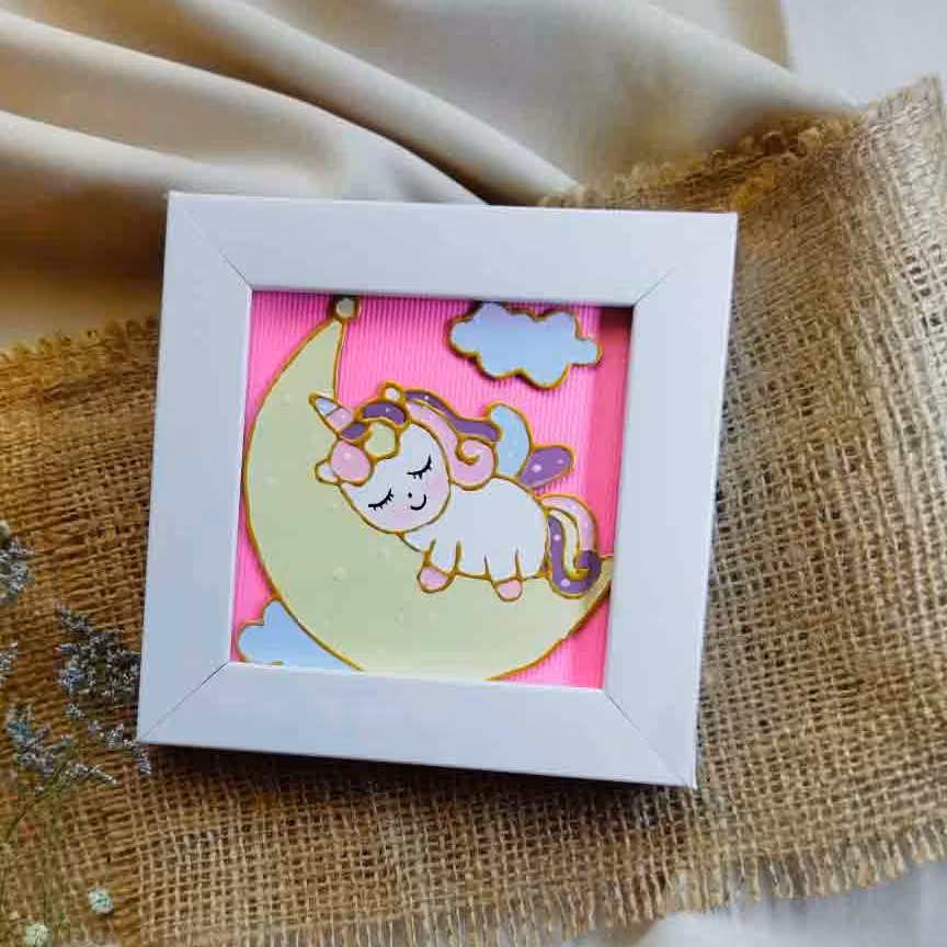 تابلو ویترای طرح  یونیکورن دست ساز و قابل شستشو سایز  و رنگ دلخواه