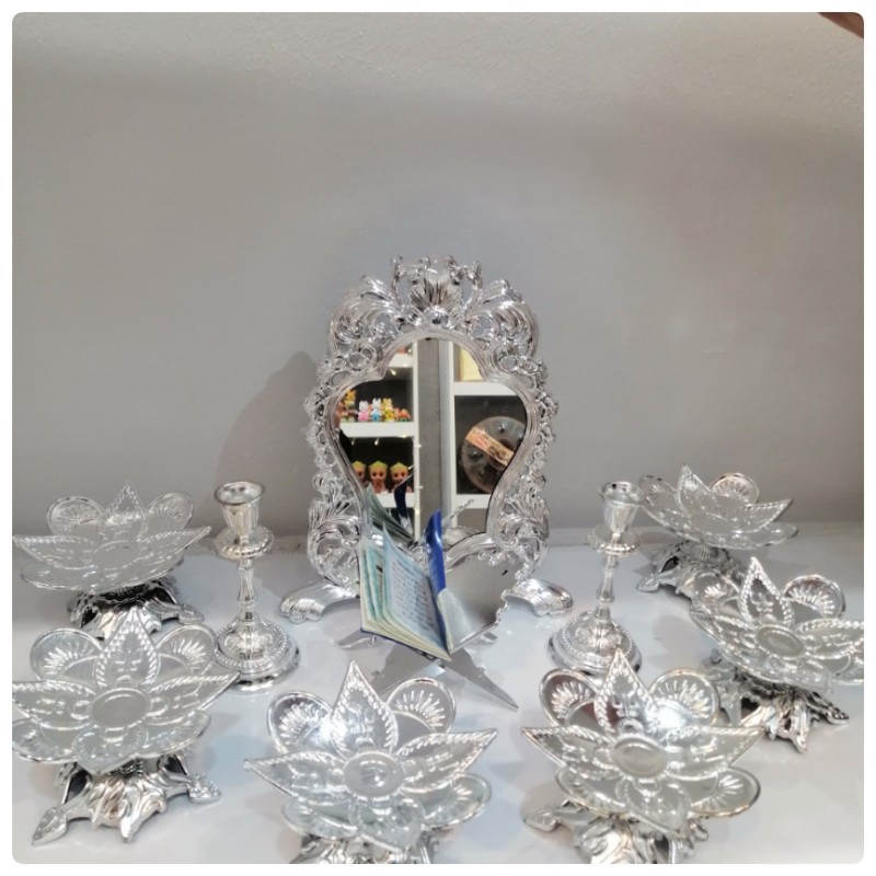 ست هفت  سین به همراه آیینه شمعدان نقره ای