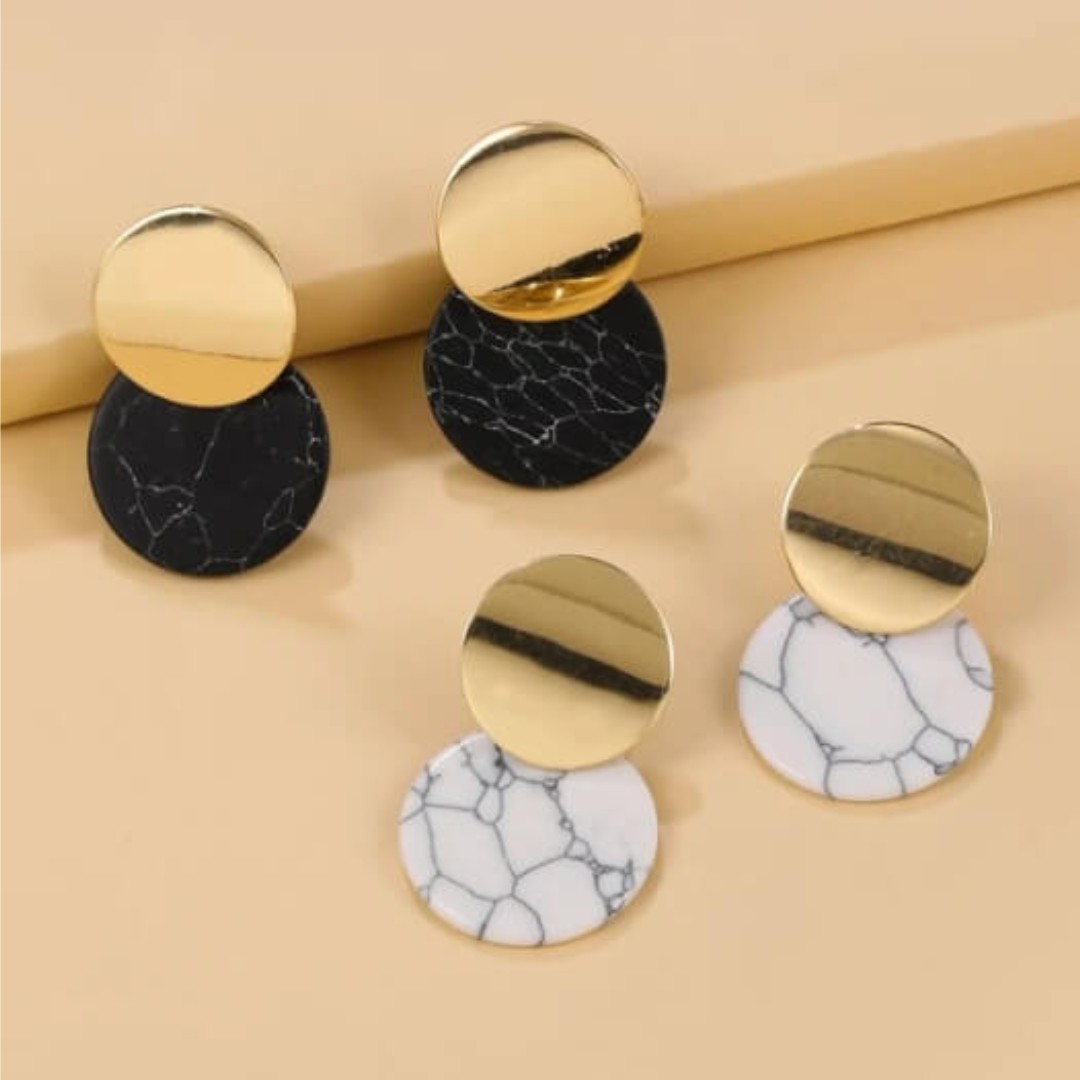 گوشواره آویز طرح مرمر دو جفت