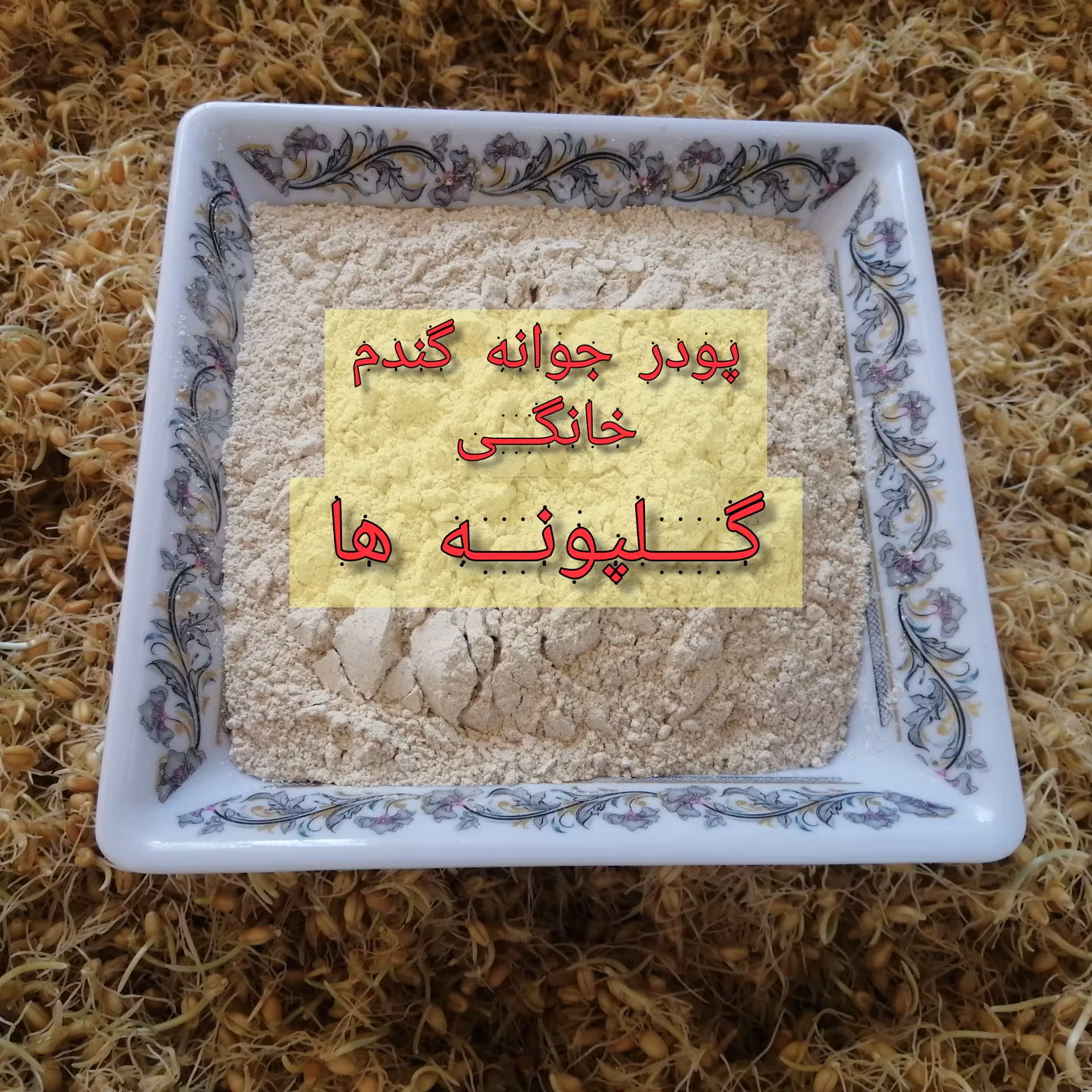 پودر جوانه گندم خانگی گلپونه ها خالص تپل کننده صورت ( آرد سهن ) 