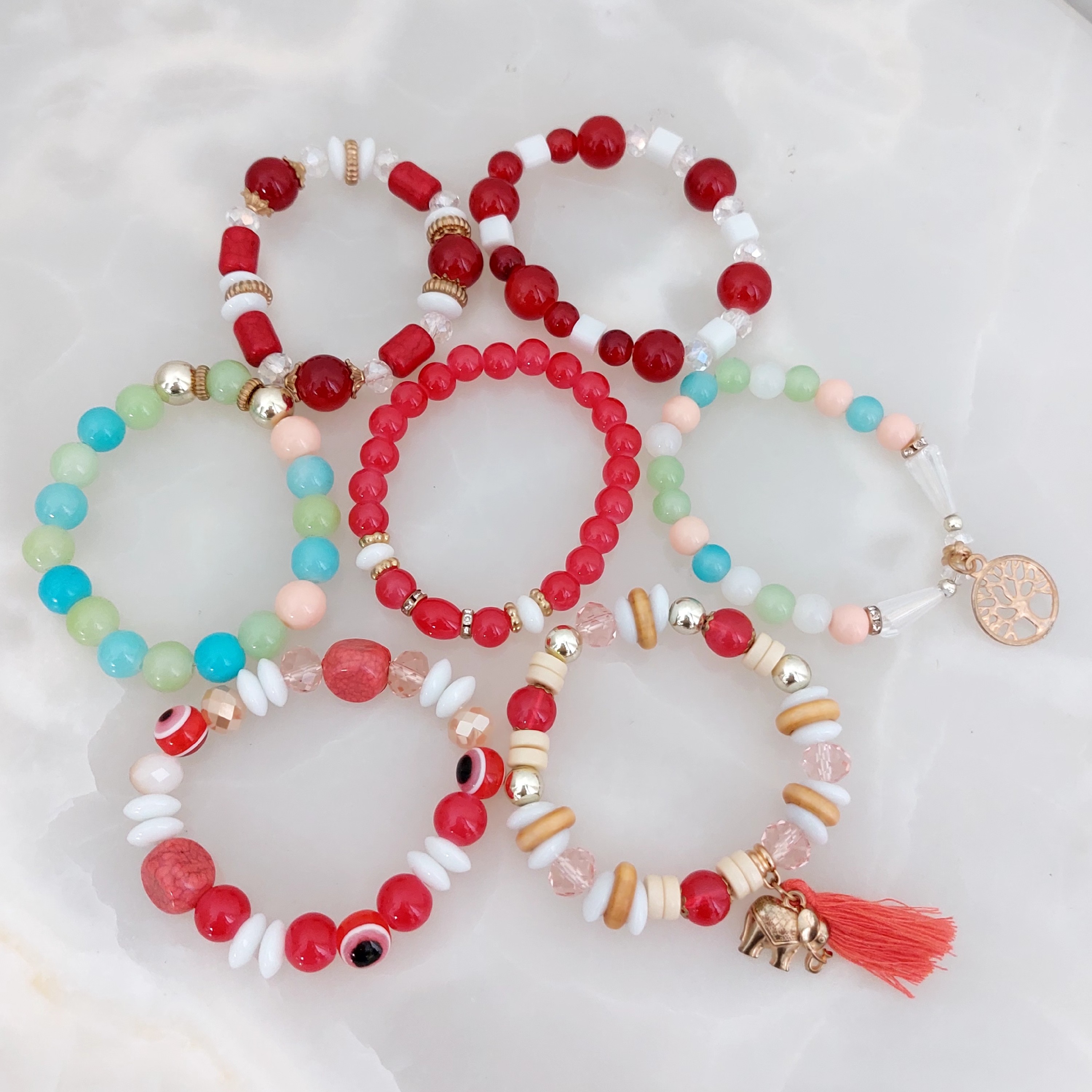 دستبندهای مروارید رنگی رنگی در 7 طرح