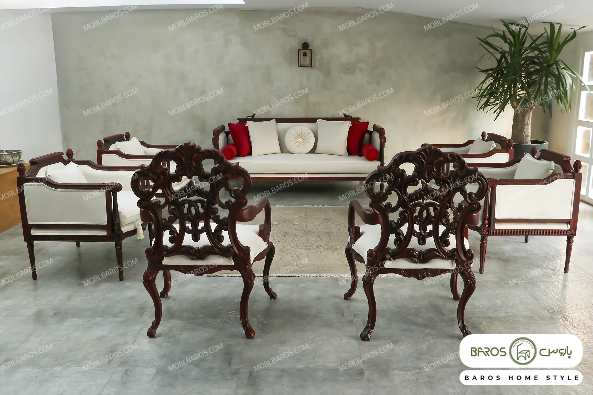 مبل نئوکلاسیک 9 نفره کاجی و کینگ