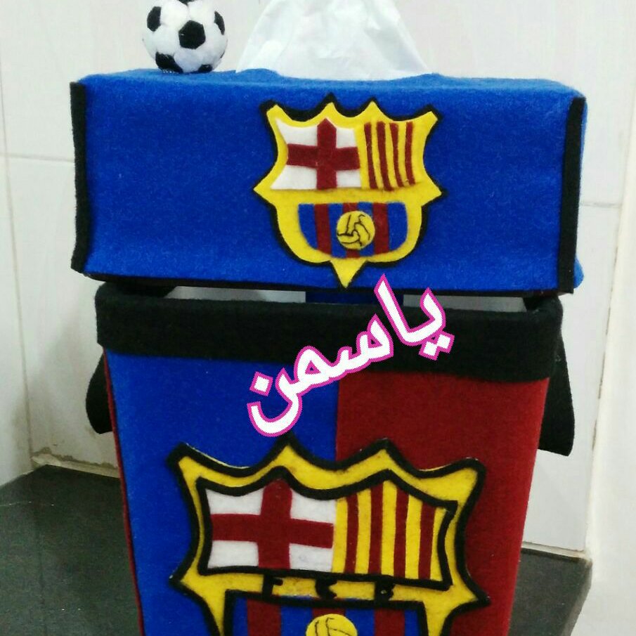سطل اشغال وجا دستمال کاغذی طرح بارسلونا