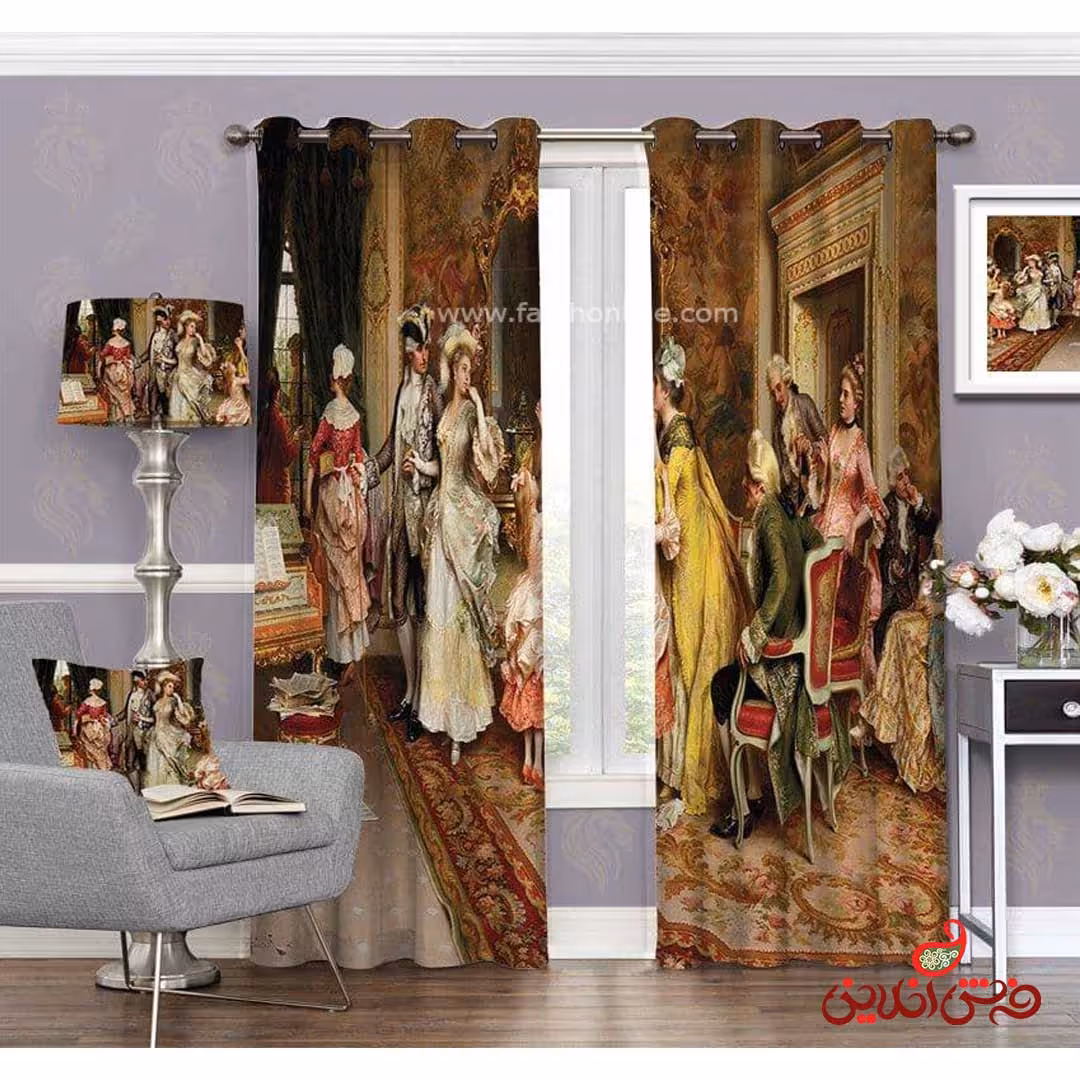 پرده طرح دور همی فرانسوی کد 3457