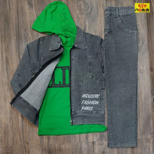 ست سه تیکه کت و شلوار و هودی لی پسرانه و دخترانه سایز شلوار 75 تا 100