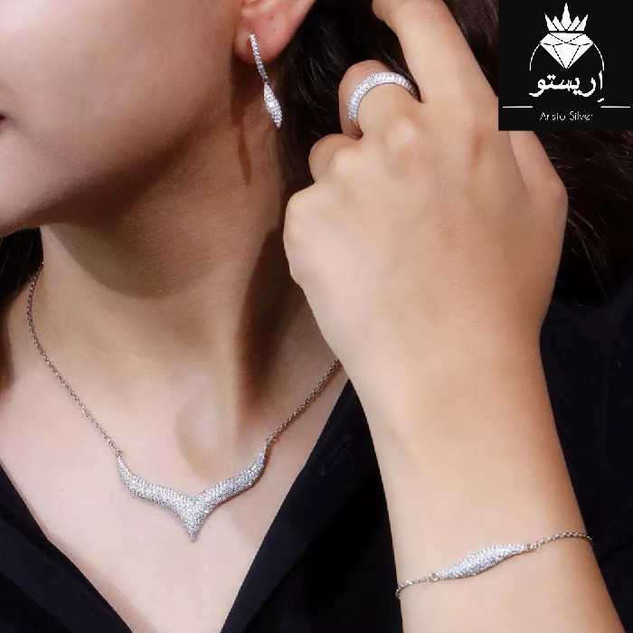 سرویس نقره میکرو جناقی بسیار خاص با عیار 925 و آبکاری طلاسفید