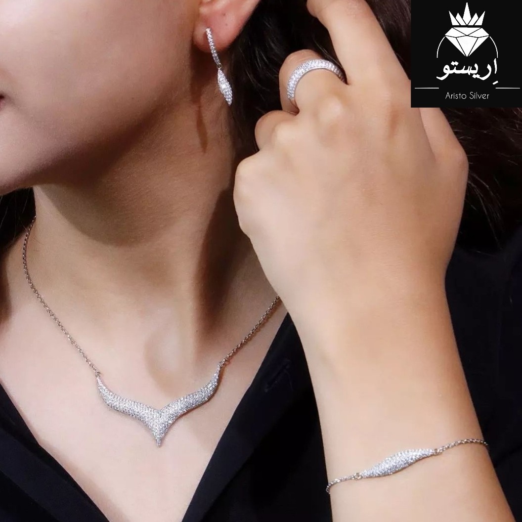 سرویس نقره میکرو جناقی بسیار خاص با عیار 925 و آبکاری طلاسفید