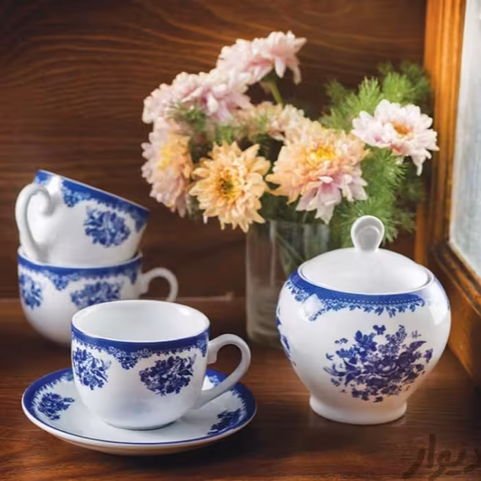 17 پارچه ی چایخوری چینی زرین طرح فلورانس بدون واسطه از نمایندگی رسمی محصولات چینی زرین خرید کنید