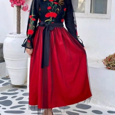 پیراهن زنانه کرپ مدل پیراهن یلدایی دلبر