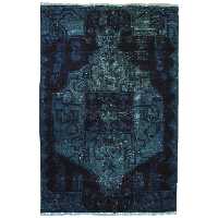 فرش دستبافت رنگ شده دو متری طرح وینتج کد 990388