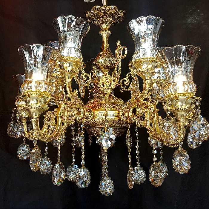 لوستر 10 شعله دوگل طلایی