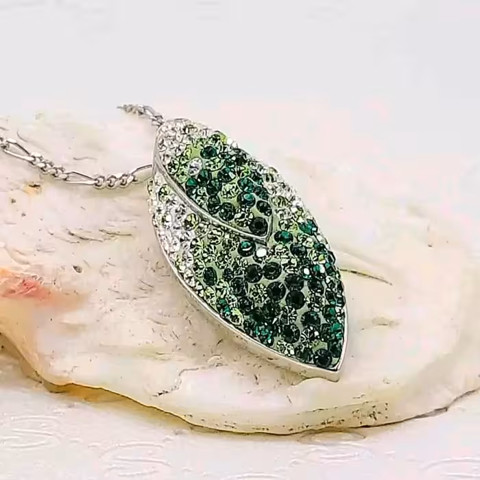 آویز نقره زنانه تایلندی سواروسکی با آبکاری طلا سفید 