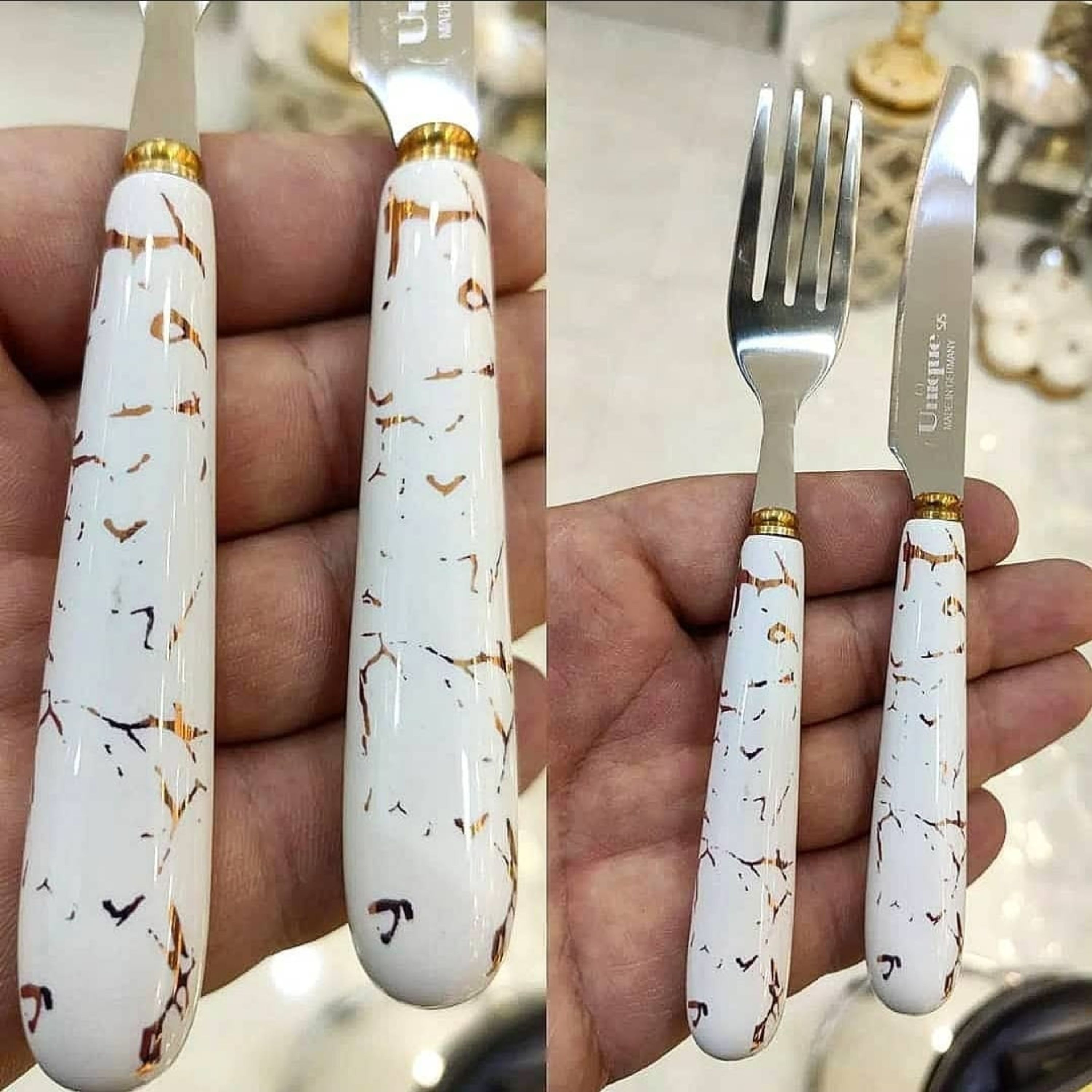 کارد و چنگال دسته سرامیکی برند یونیک اصلی