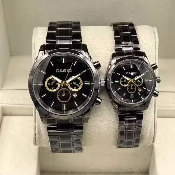 ساعت ست زنانه مردانه برند CASIO کاسیو استیل تاریخدار   ضدآب قیمت هر عدد1595000تومان فروش به صورت تک و عمده 