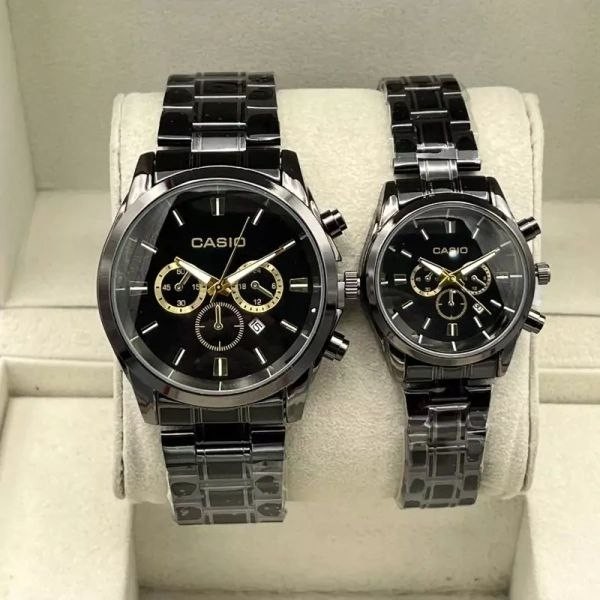 ساعت ست زنانه مردانه برند CASIO کاسیو استیل تاریخدار ضدآب قیمت هر عدد1595000تومان فروش به صورت تک و عمده