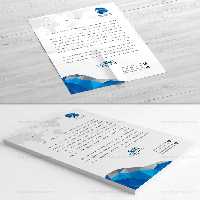 طرح لایه باز سربرگ A4 شرکتی آبی رنگ با نقشه جهان - گرافیک با طعم تربچه