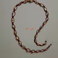 بند عینگ  بافت مکرومه با قیطان   و  منجوق زرد صدفی   