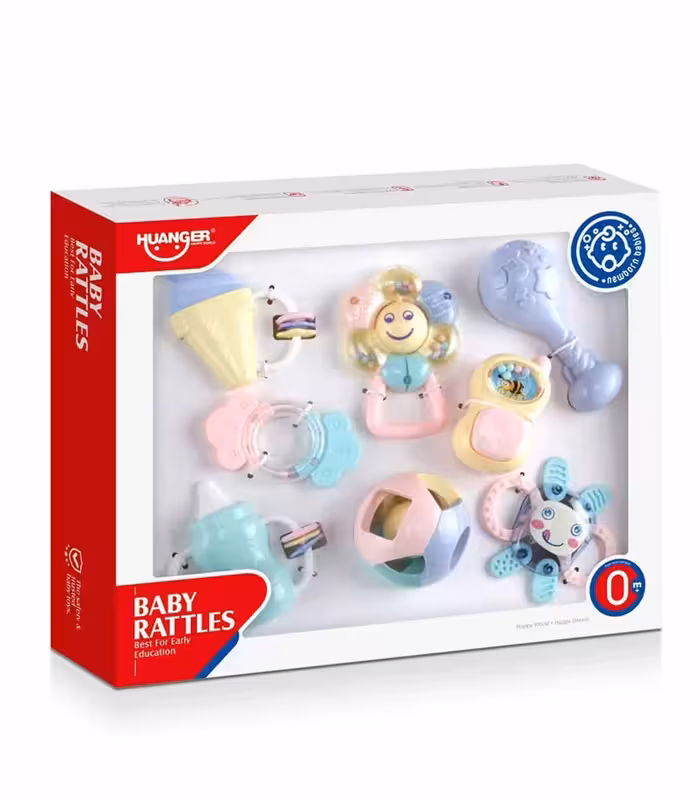 ست جغجغه و دندانگیر 8 تکه نوزاد هانگر Huanger he0130
